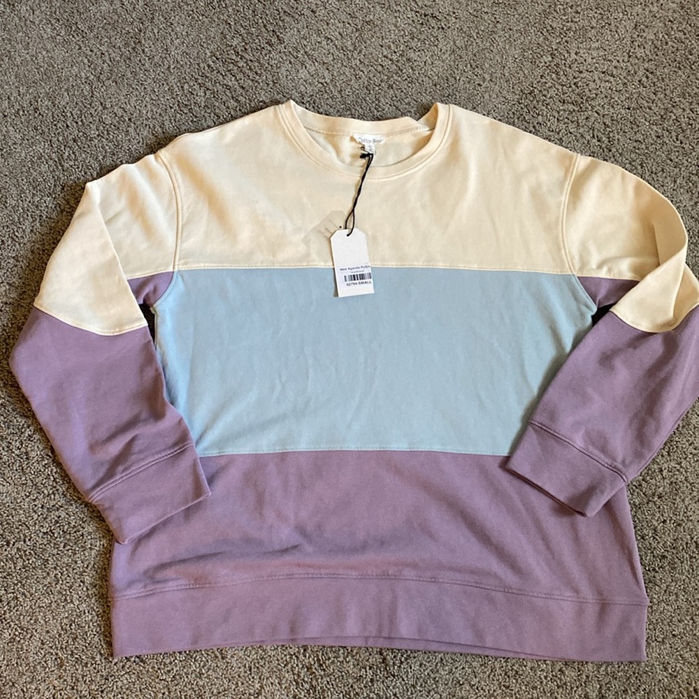 CottonBleu New Agenda Colorblock Pullover Sweatshirt S NEW - Picture 3 of 7